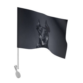 Флаг для автомобиля с принтом Доберман в Белгороде, 100% полиэстер | Размер: 30*21 см | доберман | животное | порода | собака