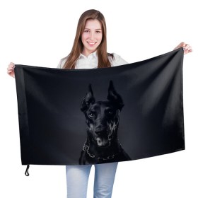 Флаг 3D с принтом Доберман в Белгороде, 100% полиэстер | плотность ткани — 95 г/м2, размер — 67 х 109 см. Принт наносится с одной стороны | доберман | животное | порода | собака