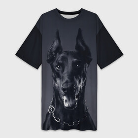 Платье-футболка 3D с принтом Доберман в Белгороде,  |  | доберман | животное | порода | собака