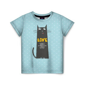 Детская футболка 3D с принтом Влюбленная киса в Белгороде, 100% гипоаллергенный полиэфир | прямой крой, круглый вырез горловины, длина до линии бедер, чуть спущенное плечо, ткань немного тянется | 14 февраля | cat | love | love you | валентин | влюбленные | день святого валентина | кот | котики | лав | любовь | подарок девушке | подарок парню
