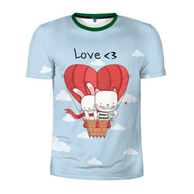 Мужская футболка 3D спортивная с принтом Влюбленные на шаре в Белгороде, 100% полиэстер с улучшенными характеристиками | приталенный силуэт, круглая горловина, широкие плечи, сужается к линии бедра | 14 февраля | love | love you | валентин | влюбленные | день святого валентина | зайчики | заяц | лав | любовь | подарок девушке | подарок парню