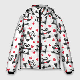 Мужская зимняя куртка 3D с принтом Панда и любовь в Белгороде, верх — 100% полиэстер; подкладка — 100% полиэстер; утеплитель — 100% полиэстер | длина ниже бедра, свободный силуэт Оверсайз. Есть воротник-стойка, отстегивающийся капюшон и ветрозащитная планка. 

Боковые карманы с листочкой на кнопках и внутренний карман на молнии. | 14 февраля | bears | love | love you | валентин | влюбленные | день святого валентина | лав | любовь | медведб | медведи | мишки | подарок девушке | подарок парню