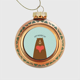 Стеклянный ёлочный шар с принтом Медведь с сердцем в Белгороде, Стекло | Диаметр: 80 мм | 14 февраля | bears | love | love you | валентин | влюбленные | день святого валентина | лав | любовь | медведб | медведи | мишки | подарок девушке | подарок парню