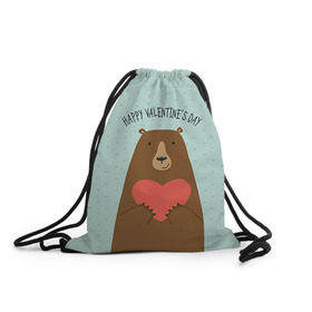Рюкзак-мешок 3D с принтом Медведь с сердцем в Белгороде, 100% полиэстер | плотность ткани — 200 г/м2, размер — 35 х 45 см; лямки — толстые шнурки, застежка на шнуровке, без карманов и подкладки | 14 февраля | bears | love | love you | валентин | влюбленные | день святого валентина | лав | любовь | медведб | медведи | мишки | подарок девушке | подарок парню