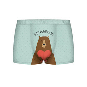 Мужские трусы 3D с принтом Медведь с сердцем в Белгороде, 50% хлопок, 50% полиэстер | классическая посадка, на поясе мягкая тканевая резинка | 14 февраля | bears | love | love you | валентин | влюбленные | день святого валентина | лав | любовь | медведб | медведи | мишки | подарок девушке | подарок парню