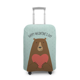 Чехол для чемодана 3D с принтом Медведь с сердцем в Белгороде, 86% полиэфир, 14% спандекс | двустороннее нанесение принта, прорези для ручек и колес | 14 февраля | bears | love | love you | валентин | влюбленные | день святого валентина | лав | любовь | медведб | медведи | мишки | подарок девушке | подарок парню