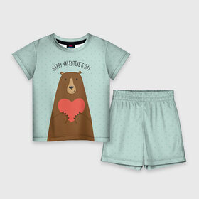 Детский костюм с шортами 3D с принтом Медведь с сердцем в Белгороде,  |  | Тематика изображения на принте: 14 февраля | bears | love | love you | валентин | влюбленные | день святого валентина | лав | любовь | медведб | медведи | мишки | подарок девушке | подарок парню