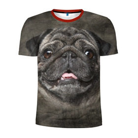 Мужская футболка 3D спортивная с принтом Мопс в Белгороде, 100% полиэстер с улучшенными характеристиками | приталенный силуэт, круглая горловина, широкие плечи, сужается к линии бедра | животное | мопс | порода | собака