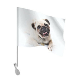 Флаг для автомобиля с принтом Мопс в Белгороде, 100% полиэстер | Размер: 30*21 см | животное | мопс | порода | собака