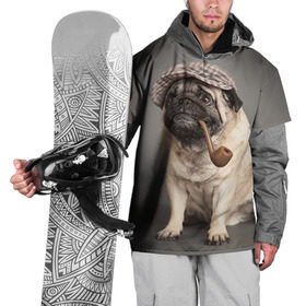 Накидка на куртку 3D с принтом Мопс в кепке в Белгороде, 100% полиэстер |  | Тематика изображения на принте: животное | мопс | порода | собака