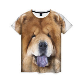 Женская футболка 3D с принтом Чау-чау в Белгороде, 100% полиэфир ( синтетическое хлопкоподобное полотно) | прямой крой, круглый вырез горловины, длина до линии бедер | животное | порода | собака | чау чау