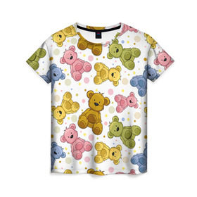Женская футболка 3D с принтом Медвежата в Белгороде, 100% полиэфир ( синтетическое хлопкоподобное полотно) | прямой крой, круглый вырез горловины, длина до линии бедер | 14 февраля | bears | teddy | валентин | день святого валентина | игрушки | медведи | милый | мимими | мишка | мишки | подарки | подарок | подарок девушке | подарок парню | тедди