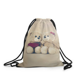 Рюкзак-мешок 3D с принтом Love teddy bears в Белгороде, 100% полиэстер | плотность ткани — 200 г/м2, размер — 35 х 45 см; лямки — толстые шнурки, застежка на шнуровке, без карманов и подкладки | 14 февраля | bears | teddy | валентин | день святого валентина | игрушки | медведи | милый | мимими | мишка | мишки | подарки | подарок | подарок девушке | подарок парню | тедди