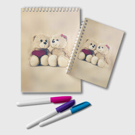 Блокнот с принтом Love teddy bears в Белгороде, 100% бумага | 48 листов, плотность листов — 60 г/м2, плотность картонной обложки — 250 г/м2. Листы скреплены удобной пружинной спиралью. Цвет линий — светло-серый
 | Тематика изображения на принте: 14 февраля | bears | teddy | валентин | день святого валентина | игрушки | медведи | милый | мимими | мишка | мишки | подарки | подарок | подарок девушке | подарок парню | тедди