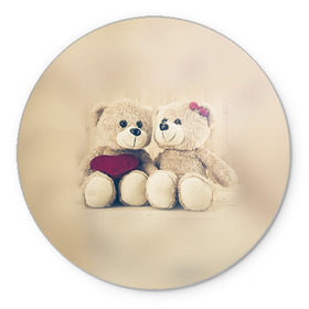 Коврик круглый с принтом Love teddy bears в Белгороде, резина и полиэстер | круглая форма, изображение наносится на всю лицевую часть | Тематика изображения на принте: 14 февраля | bears | teddy | валентин | день святого валентина | игрушки | медведи | милый | мимими | мишка | мишки | подарки | подарок | подарок девушке | подарок парню | тедди