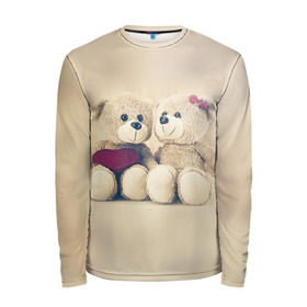 Мужской лонгслив 3D с принтом Love teddy bears в Белгороде, 100% полиэстер | длинные рукава, круглый вырез горловины, полуприлегающий силуэт | Тематика изображения на принте: 14 февраля | bears | teddy | валентин | день святого валентина | игрушки | медведи | милый | мимими | мишка | мишки | подарки | подарок | подарок девушке | подарок парню | тедди