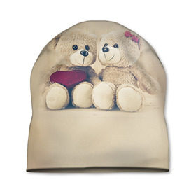 Шапка 3D с принтом Love teddy bears в Белгороде, 100% полиэстер | универсальный размер, печать по всей поверхности изделия | Тематика изображения на принте: 14 февраля | bears | teddy | валентин | день святого валентина | игрушки | медведи | милый | мимими | мишка | мишки | подарки | подарок | подарок девушке | подарок парню | тедди