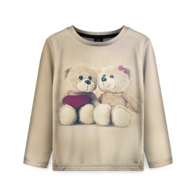 Детский лонгслив 3D с принтом Love teddy bears в Белгороде, 100% полиэстер | длинные рукава, круглый вырез горловины, полуприлегающий силуэт
 | 14 февраля | bears | teddy | валентин | день святого валентина | игрушки | медведи | милый | мимими | мишка | мишки | подарки | подарок | подарок девушке | подарок парню | тедди