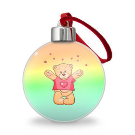 Ёлочный шар с принтом Funny Bear в Белгороде, Пластик | Диаметр: 77 мм | 14 февраля | bears | teddy | валентин | день святого валентина | игрушки | медведи | милый | мимими | мишка | мишки | подарки | подарок | подарок девушке | подарок парню | тедди