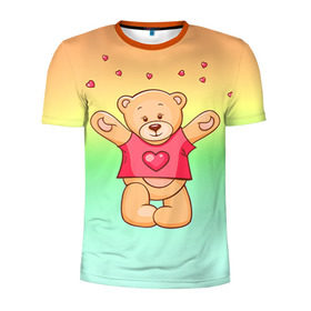 Мужская футболка 3D спортивная с принтом Funny Bear в Белгороде, 100% полиэстер с улучшенными характеристиками | приталенный силуэт, круглая горловина, широкие плечи, сужается к линии бедра | Тематика изображения на принте: 14 февраля | bears | teddy | валентин | день святого валентина | игрушки | медведи | милый | мимими | мишка | мишки | подарки | подарок | подарок девушке | подарок парню | тедди