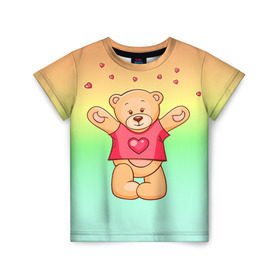 Детская футболка 3D с принтом Funny Bear в Белгороде, 100% гипоаллергенный полиэфир | прямой крой, круглый вырез горловины, длина до линии бедер, чуть спущенное плечо, ткань немного тянется | 14 февраля | bears | teddy | валентин | день святого валентина | игрушки | медведи | милый | мимими | мишка | мишки | подарки | подарок | подарок девушке | подарок парню | тедди