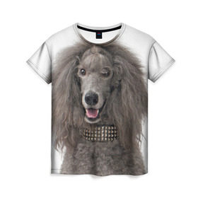 Женская футболка 3D с принтом Пудель в Белгороде, 100% полиэфир ( синтетическое хлопкоподобное полотно) | прямой крой, круглый вырез горловины, длина до линии бедер | животное | порода | пудель | собака