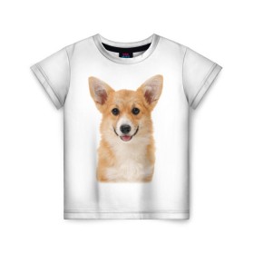 Детская футболка 3D с принтом Пемброк-вельш-корги в Белгороде, 100% гипоаллергенный полиэфир | прямой крой, круглый вырез горловины, длина до линии бедер, чуть спущенное плечо, ткань немного тянется | животное | пемброк вельш корги | порода | собака