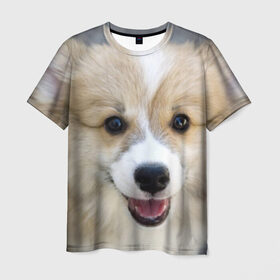 Мужская футболка 3D с принтом Пемброк-вельш-корги, собака, п в Белгороде, 100% полиэфир | прямой крой, круглый вырез горловины, длина до линии бедер | животное | пемброк вельш корги | порода | собака