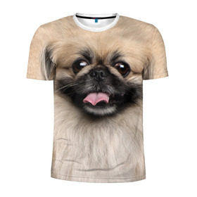 Мужская футболка 3D спортивная с принтом Пекинес в Белгороде, 100% полиэстер с улучшенными характеристиками | приталенный силуэт, круглая горловина, широкие плечи, сужается к линии бедра | животное | пекинес | порода | собака