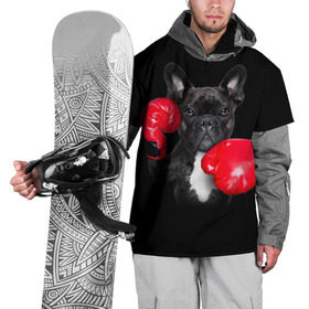Накидка на куртку 3D с принтом Французский бульдог в Белгороде, 100% полиэстер |  | Тематика изображения на принте: бокс | перчатки | собака | французский бульдог