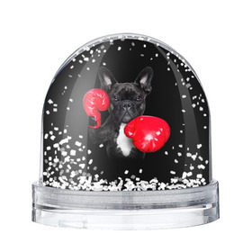 Снежный шар с принтом Французский бульдог в Белгороде, Пластик | Изображение внутри шара печатается на глянцевой фотобумаге с двух сторон | бокс | перчатки | собака | французский бульдог