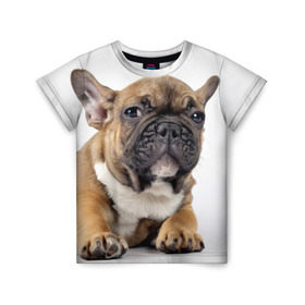 Детская футболка 3D с принтом Французский бульдог в Белгороде, 100% гипоаллергенный полиэфир | прямой крой, круглый вырез горловины, длина до линии бедер, чуть спущенное плечо, ткань немного тянется | животное | порода | собака | французский бульдог