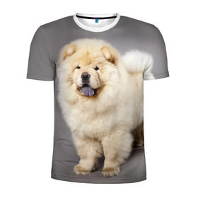 Мужская футболка 3D спортивная с принтом Чау-чау в Белгороде, 100% полиэстер с улучшенными характеристиками | приталенный силуэт, круглая горловина, широкие плечи, сужается к линии бедра | животное | порода | собака | чау чау