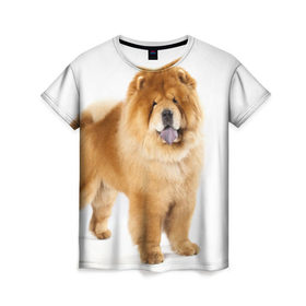 Женская футболка 3D с принтом Чау-чау в Белгороде, 100% полиэфир ( синтетическое хлопкоподобное полотно) | прямой крой, круглый вырез горловины, длина до линии бедер | животное | порода | собака | чау чау