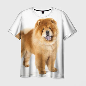 Мужская футболка 3D с принтом Чау-чау в Белгороде, 100% полиэфир | прямой крой, круглый вырез горловины, длина до линии бедер | Тематика изображения на принте: животное | порода | собака | чау чау