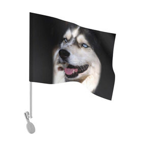 Флаг для автомобиля с принтом Хаски в Белгороде, 100% полиэстер | Размер: 30*21 см | животное | порода | собака | хаски