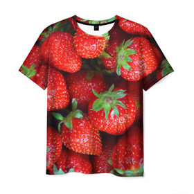 Мужская футболка 3D с принтом Клубничная в Белгороде, 100% полиэфир | прямой крой, круглый вырез горловины, длина до линии бедер | strawberry | vegan | vegetarian | веган | вегетарианство | йога | клубника | фитнес