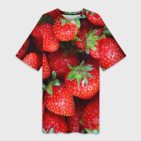 Платье-футболка 3D с принтом Клубничная в Белгороде,  |  | strawberry | vegan | vegetarian | веган | вегетарианство | йога | клубника | фитнес