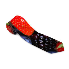Галстук 3D с принтом Berries в Белгороде, 100% полиэстер | Длина 148 см; Плотность 150-180 г/м2 | strawberry | vegan | vegetarian | веган | вегетарианство | земляника | йога | клубника | фитнес | черника | ягода
