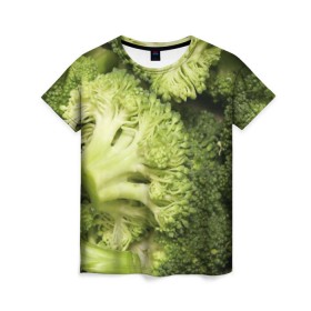 Женская футболка 3D с принтом Брокколи в Белгороде, 100% полиэфир ( синтетическое хлопкоподобное полотно) | прямой крой, круглый вырез горловины, длина до линии бедер | vegan | vegetarian | брокколи | будизм | веган | вегетарианство | йога | сыроедение | фитнес