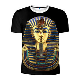 Мужская футболка 3D спортивная с принтом Фараон Тутанхамон в Белгороде, 100% полиэстер с улучшенными характеристиками | приталенный силуэт, круглая горловина, широкие плечи, сужается к линии бедра | Тематика изображения на принте: египет | тутанхамон | фараон | фараон тутанхамонмаска фараона
