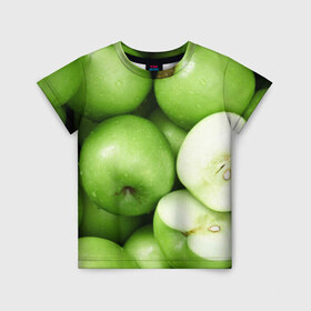 Детская футболка 3D с принтом Яблочная в Белгороде, 100% гипоаллергенный полиэфир | прямой крой, круглый вырез горловины, длина до линии бедер, чуть спущенное плечо, ткань немного тянется | вегетарианство | яблоко