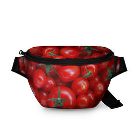 Поясная сумка 3D с принтом Томатная в Белгороде, 100% полиэстер | плотная ткань, ремень с регулируемой длиной, внутри несколько карманов для мелочей, основное отделение и карман с обратной стороны сумки застегиваются на молнию | tomato | vegan | vegetarian | будизм | веган | вегетарианство | йога | помидор | сыроедение | томат | фитнес | ягода