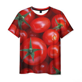 Мужская футболка 3D с принтом Томатная в Белгороде, 100% полиэфир | прямой крой, круглый вырез горловины, длина до линии бедер | Тематика изображения на принте: tomato | vegan | vegetarian | будизм | веган | вегетарианство | йога | помидор | сыроедение | томат | фитнес | ягода