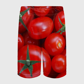 Детские спортивные шорты 3D с принтом Томатная в Белгороде,  100% полиэстер
 | пояс оформлен широкой мягкой резинкой, ткань тянется
 | tomato | vegan | vegetarian | будизм | веган | вегетарианство | йога | помидор | сыроедение | томат | фитнес | ягода