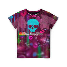 Детская футболка 3D с принтом Three Days Grace 4 в Белгороде, 100% гипоаллергенный полиэфир | прямой крой, круглый вырез горловины, длина до линии бедер, чуть спущенное плечо, ткань немного тянется | three days grace