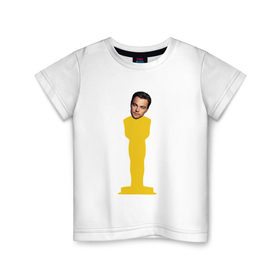 Детская футболка хлопок с принтом Oscar Dicaprio в Белгороде, 100% хлопок | круглый вырез горловины, полуприлегающий силуэт, длина до линии бедер | Тематика изображения на принте: dicaprio | leo | oscar | дикаприо | леонардо | оскар