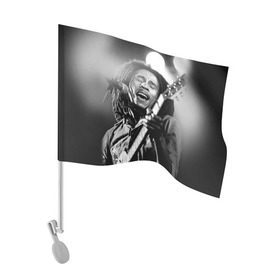 Флаг для автомобиля с принтом Боб Марли 2 в Белгороде, 100% полиэстер | Размер: 30*21 см | bob marley | боб марли | музыка | регги