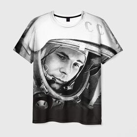 Мужская футболка 3D с принтом Гагарин 1 в Белгороде, 100% полиэфир | прямой крой, круглый вырез горловины, длина до линии бедер | гагарин | космос | космос наш | поехали | ретро | ссср | юрий гагарин