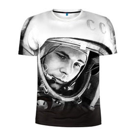 Мужская футболка 3D спортивная с принтом Гагарин 1 в Белгороде, 100% полиэстер с улучшенными характеристиками | приталенный силуэт, круглая горловина, широкие плечи, сужается к линии бедра | Тематика изображения на принте: гагарин | космос | космос наш | поехали | ретро | ссср | юрий гагарин